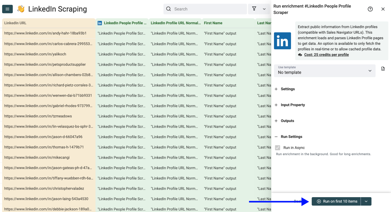 How To Scrape LinkedIn Profile Details - Run Enrichment